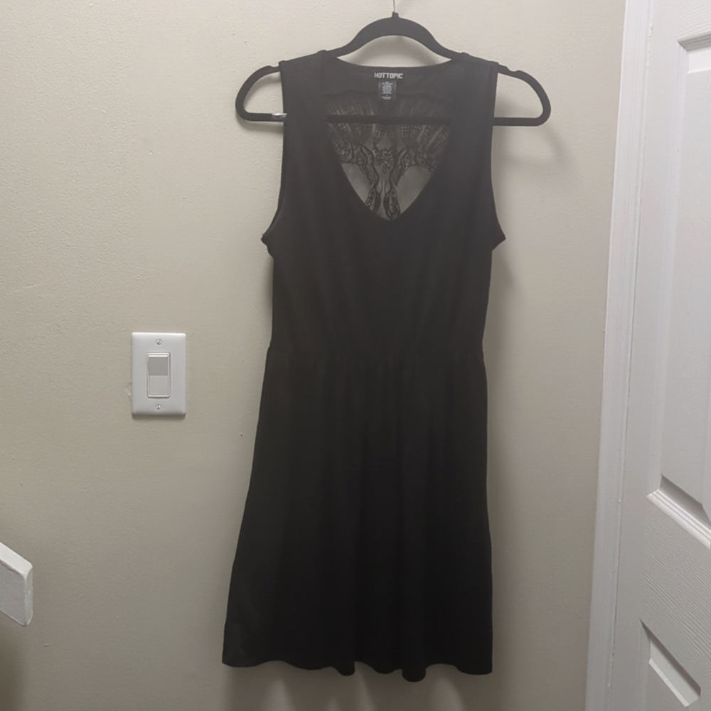 Skull lace back skater dress